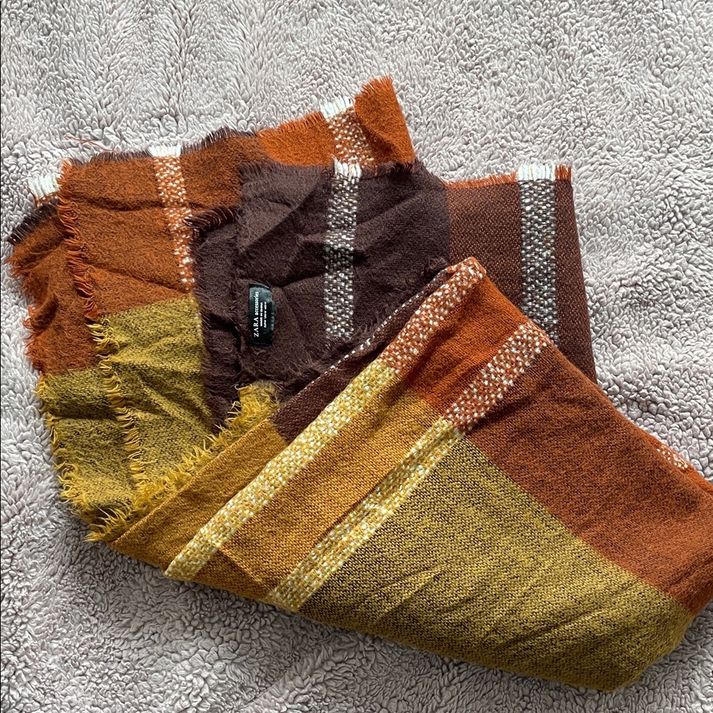 ZARA Accessories Burgundy Woven Scarf